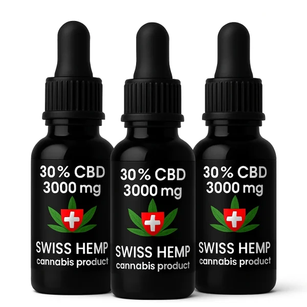 Tri bočice CBD ulja 30% (3000 mg) s kapaljkom.